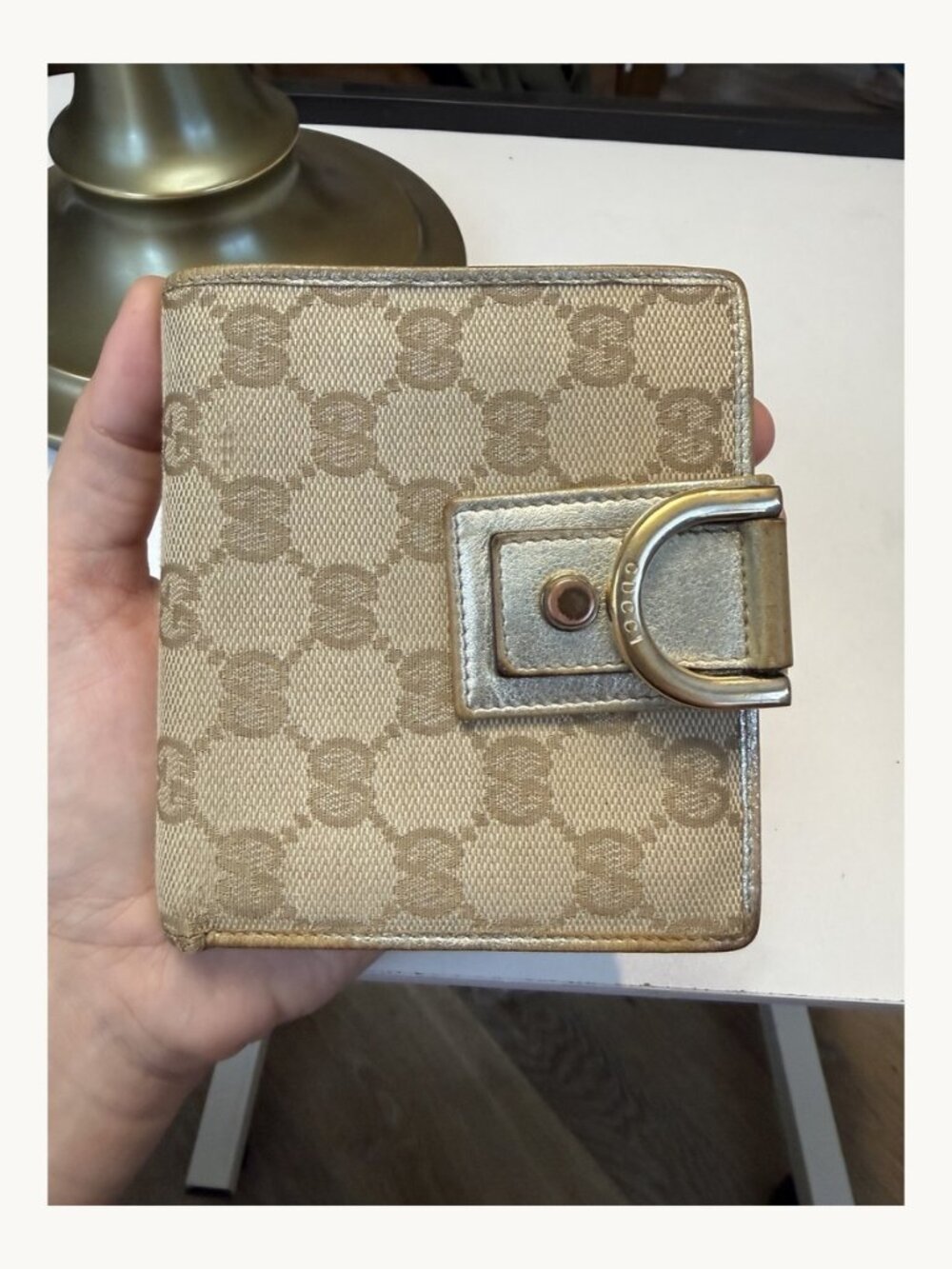Gucci Abbey GG Canvas Gold D-Ring Wallet - Picture 2 of 11